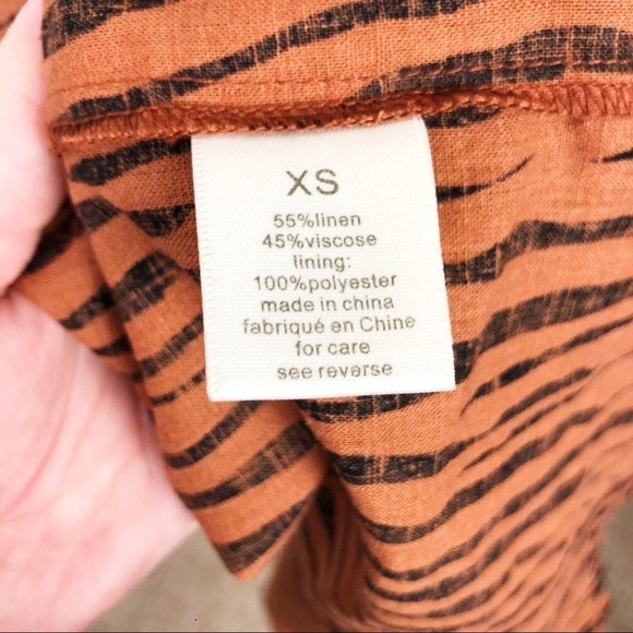 Ronny Kobo Wrap Effect Tiger Print Linen Maxi Dress Casual Cocktail Brown - Picture 7 of 7